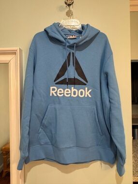 Reebok Light Blue Crewneck Hoodie with Logo